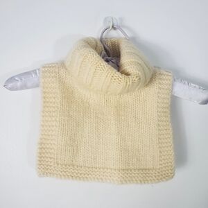 Vintage Handmade 100% Wool Cream Knit Kids Scarf